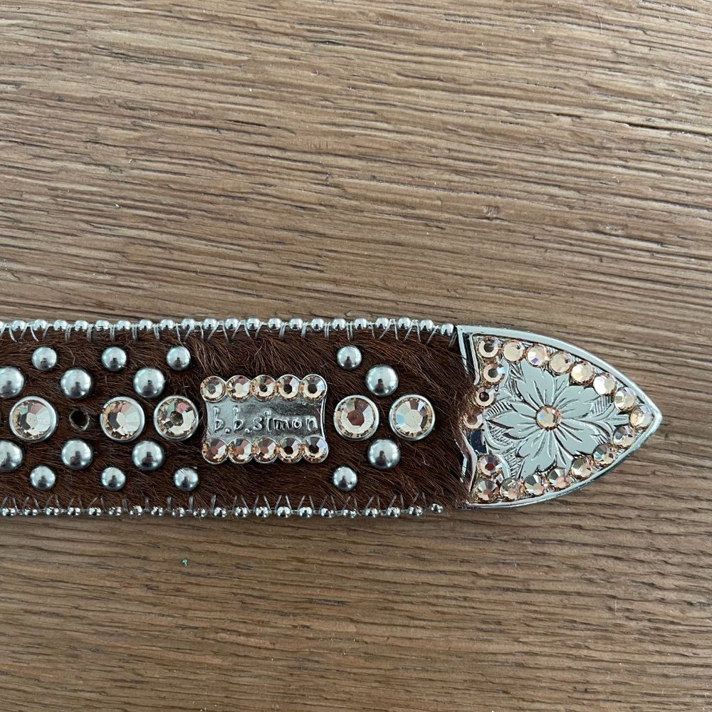 B.B. Simon Solid Brown Hide And Brown Swarovski C… - image 2